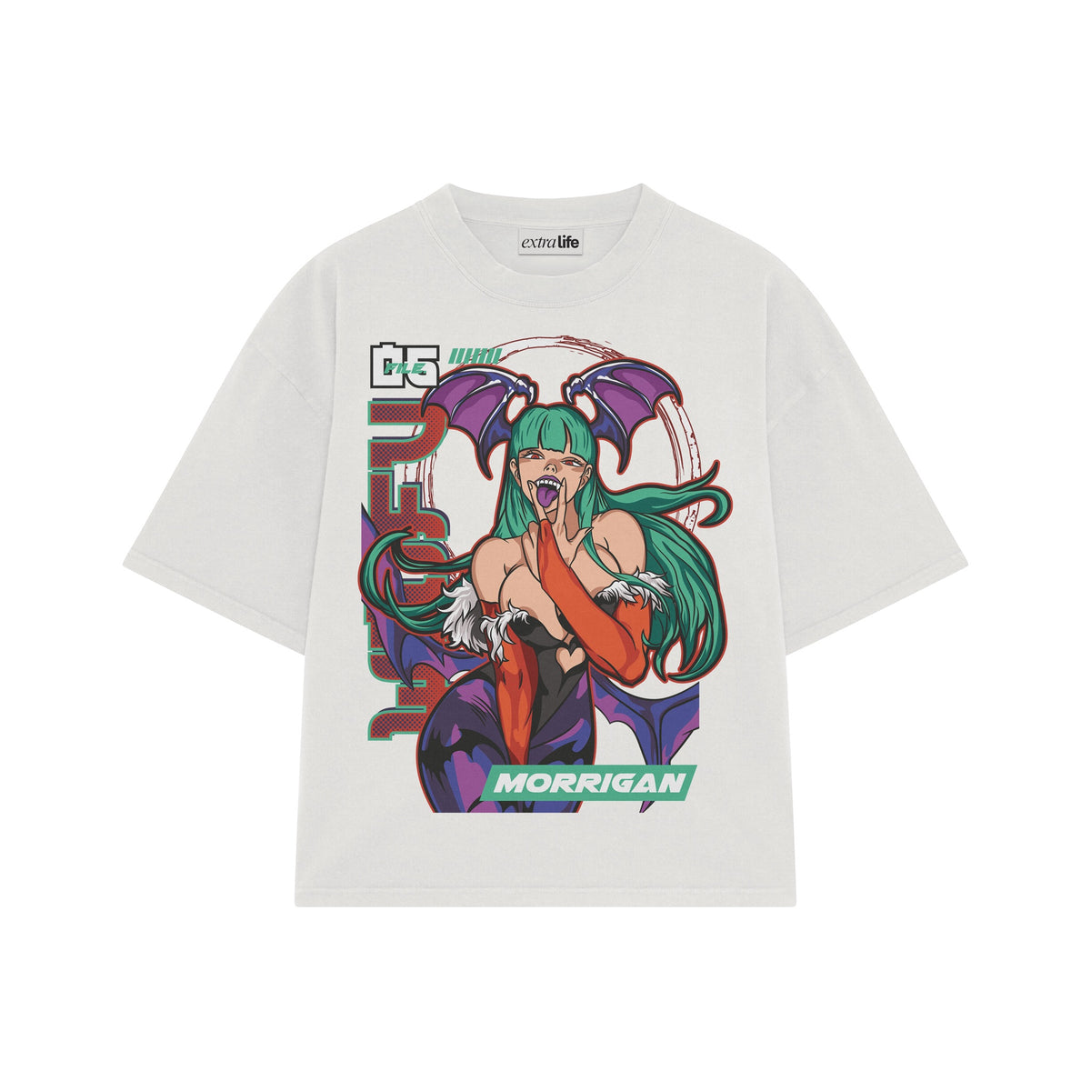 Playera streetwear premium de anime y gaming ExtraLife MX, corte oversized drop shoulder ligero y fresco en color Deep Black y Off-White, moda urbana mexicana de culto.