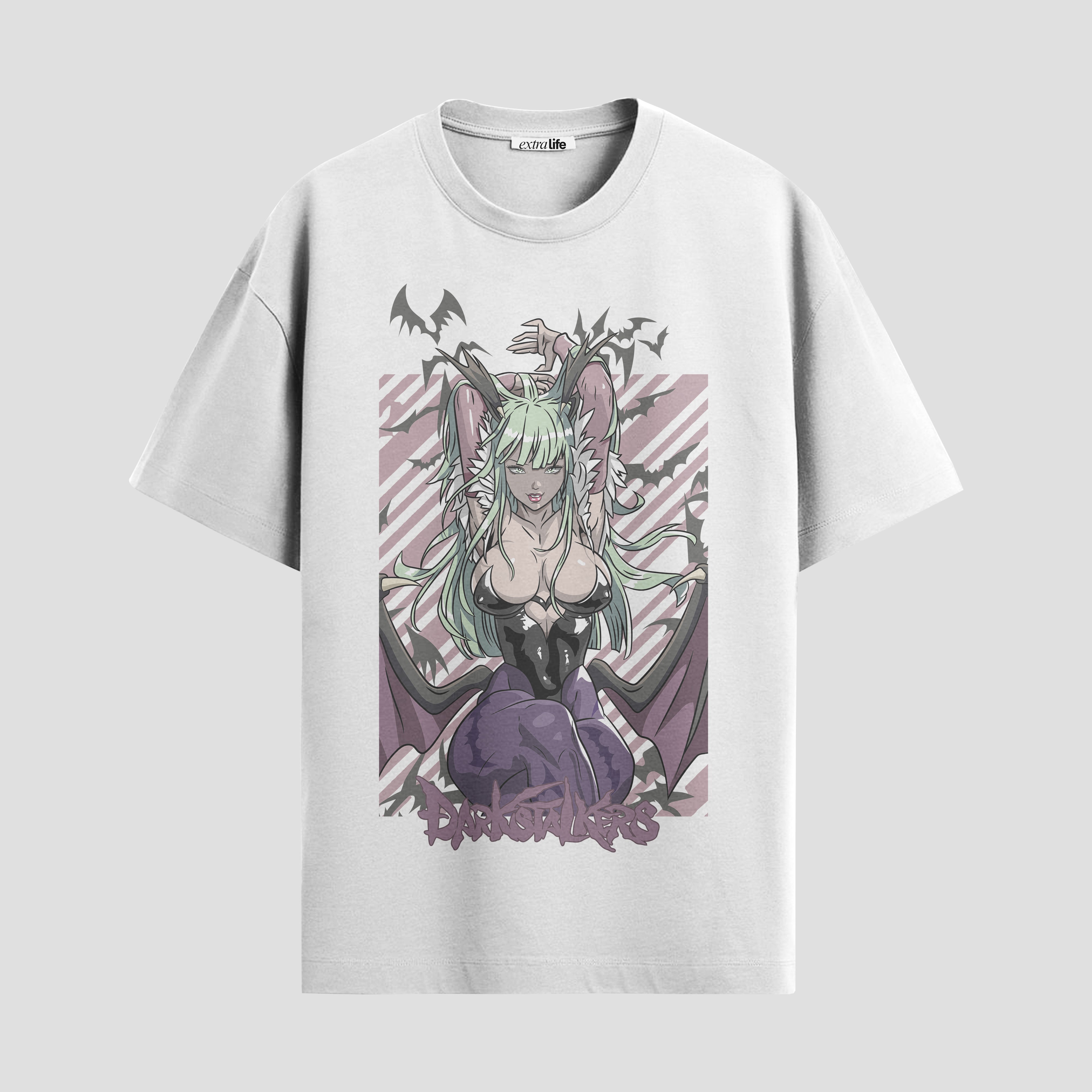 Playera urbana de anime y gaming ExtraLife MX, corte Standard Fit unisex ligero y transpirable en color Deep Black y Pure White, ropa de uso diario para gym y casual.