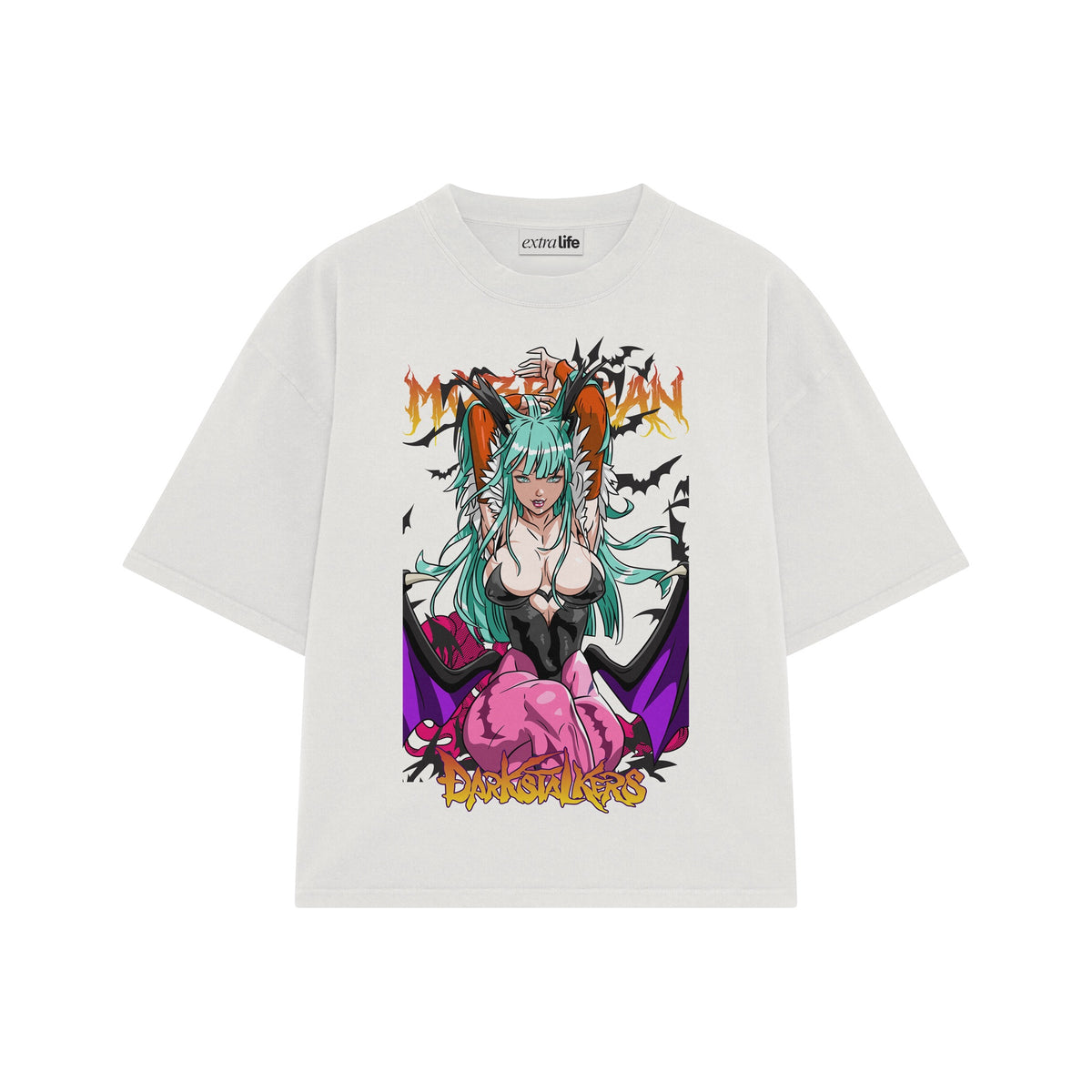 Playera streetwear premium de anime y gaming ExtraLife MX, corte oversized drop shoulder ligero y fresco en color Deep Black y Off-White, moda urbana mexicana de culto.