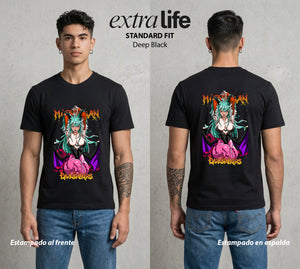 La Noche de los Acechadores | Darkstalkers Morringan Aensland #00624 - Playera Standard Fit | Deep Black - Foto en modelo