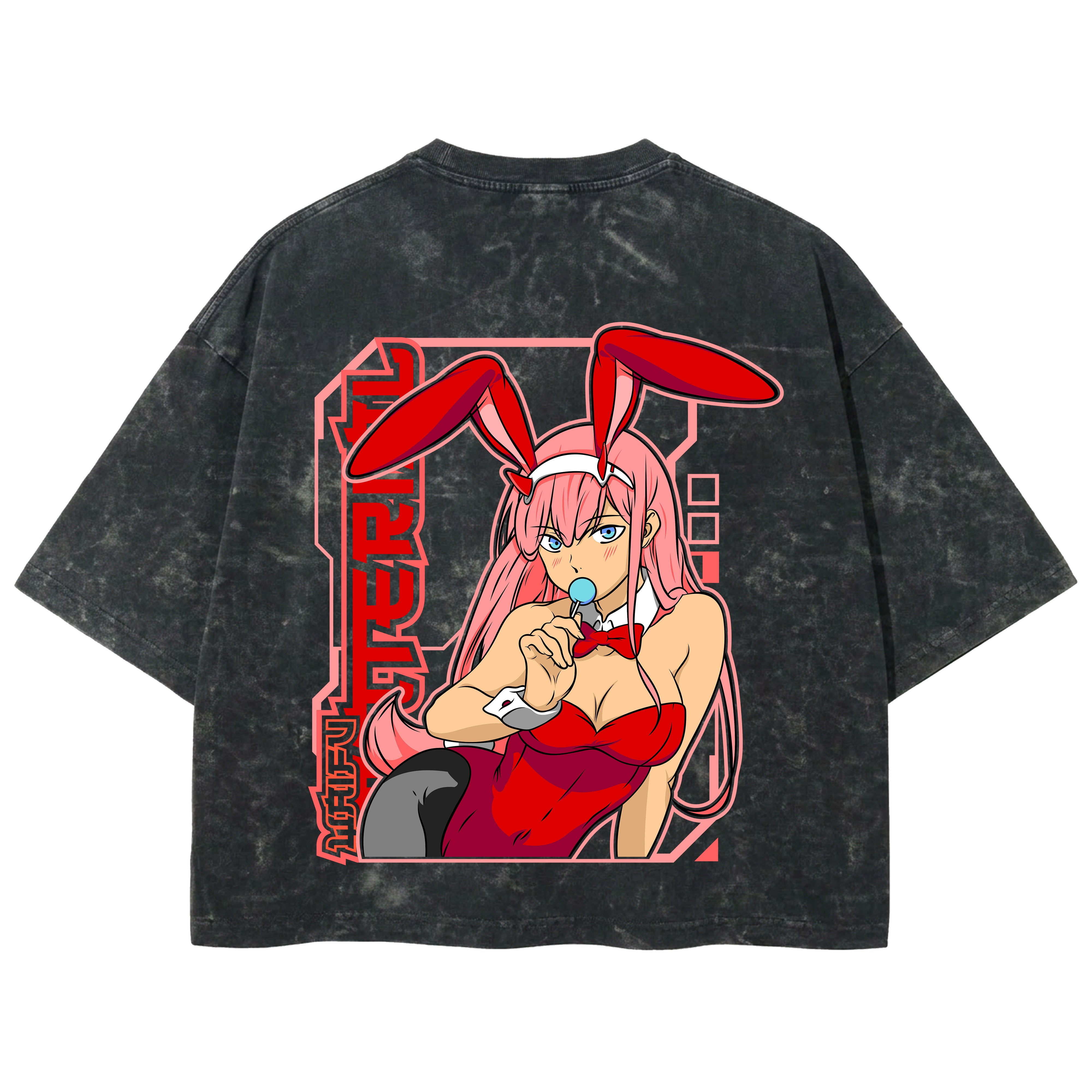 Playera streetwear premium de anime y gaming ExtraLife MX, corte boxy deluxe mineral wash heavyweight en color Acid Wash, moda urbana mexicana de culto.