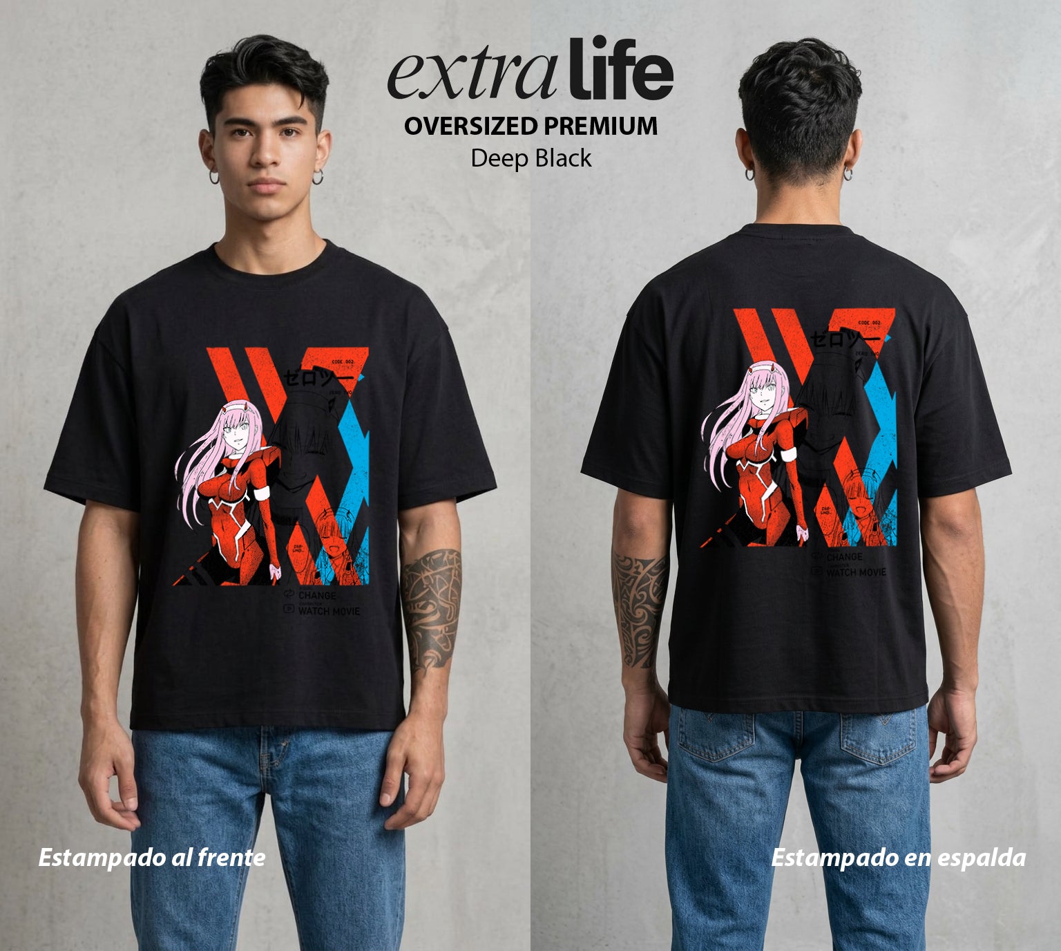 Los Pilotos del Meca | El Numero Dos #00629 - Playera Oversized Premium | Deep Black - Foto en modelo