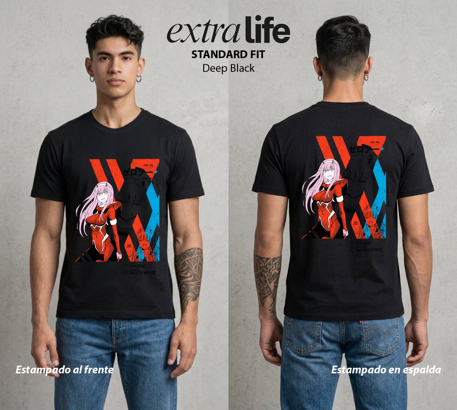 Los Pilotos del Meca | El Numero Dos #00629 - Playera Standard Fit | Deep Black - Foto en modelo
