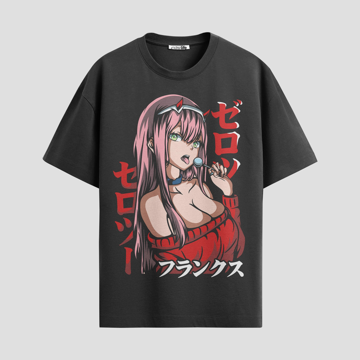 Playera urbana de anime y gaming ExtraLife MX, corte Classic Premium unisex ligero y transpirable en color Deep Black y Pure White, ropa de uso diario para gym y casual.