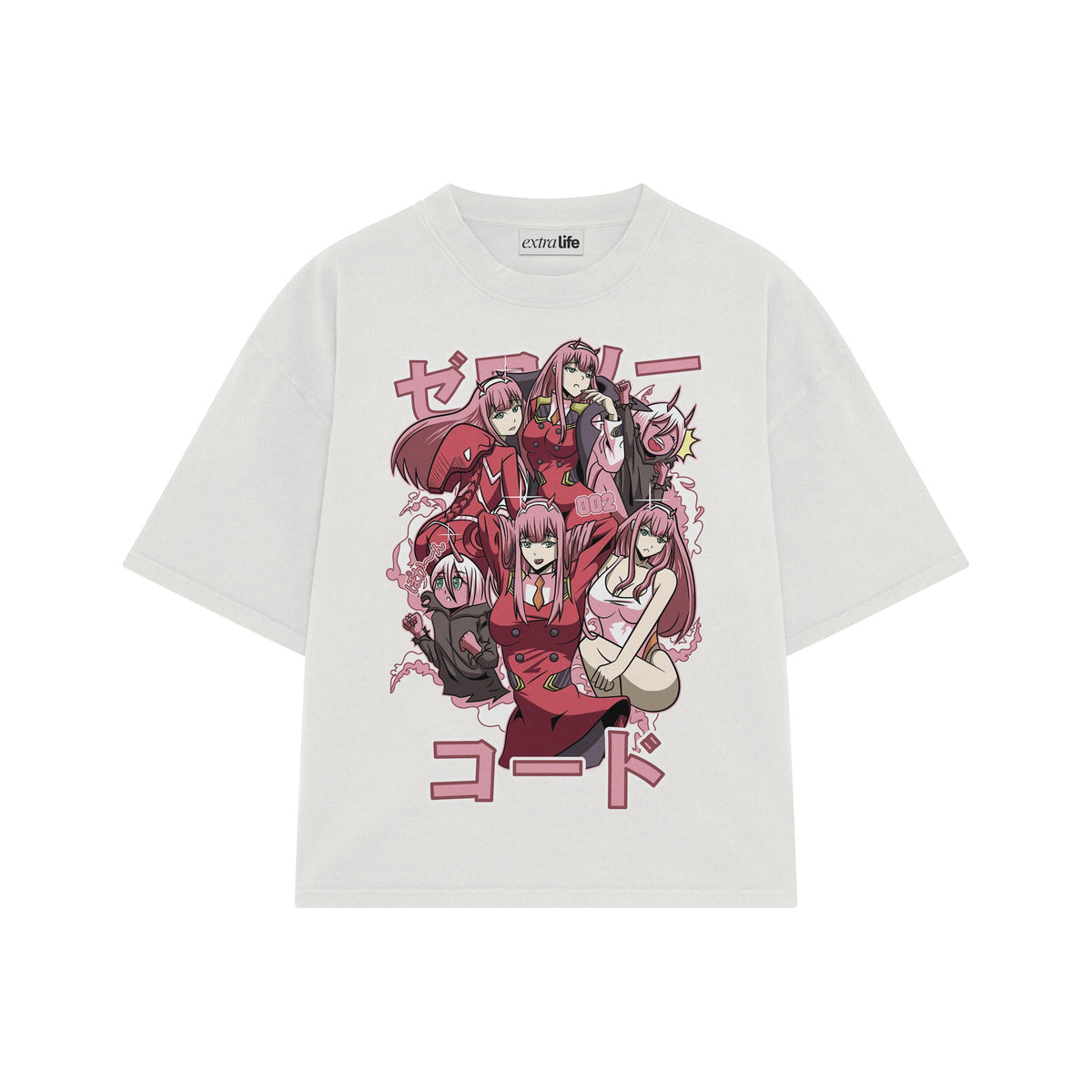 Playera streetwear premium de anime y gaming ExtraLife MX, corte oversized drop shoulder ligero y fresco en color Deep Black y Off-White, moda urbana mexicana de culto.