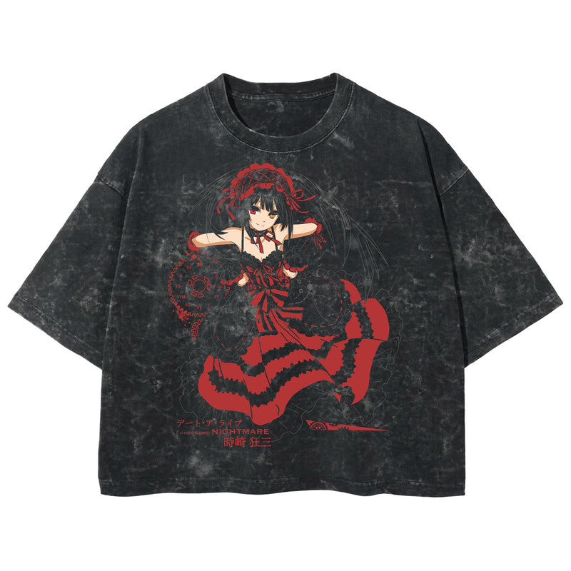 Playera streetwear premium de anime y gaming ExtraLife MX, corte boxy deluxe mineral wash heavyweight en color Acid Wash, moda urbana mexicana de culto.