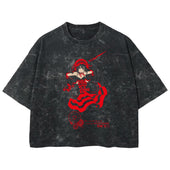 Playera streetwear premium de anime y gaming ExtraLife MX, corte boxy deluxe mineral wash heavyweight en color Acid Wash, moda urbana mexicana de culto.