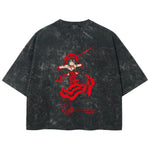 Playera streetwear premium de anime y gaming ExtraLife MX, corte boxy deluxe mineral wash heavyweight en color Acid Wash, moda urbana mexicana de culto.