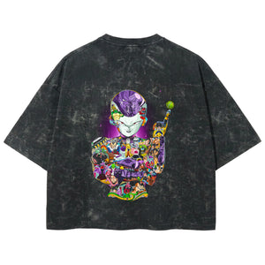 Playera streetwear premium de anime y gaming ExtraLife MX, corte boxy deluxe mineral wash heavyweight en color Acid Wash, moda urbana mexicana de culto.