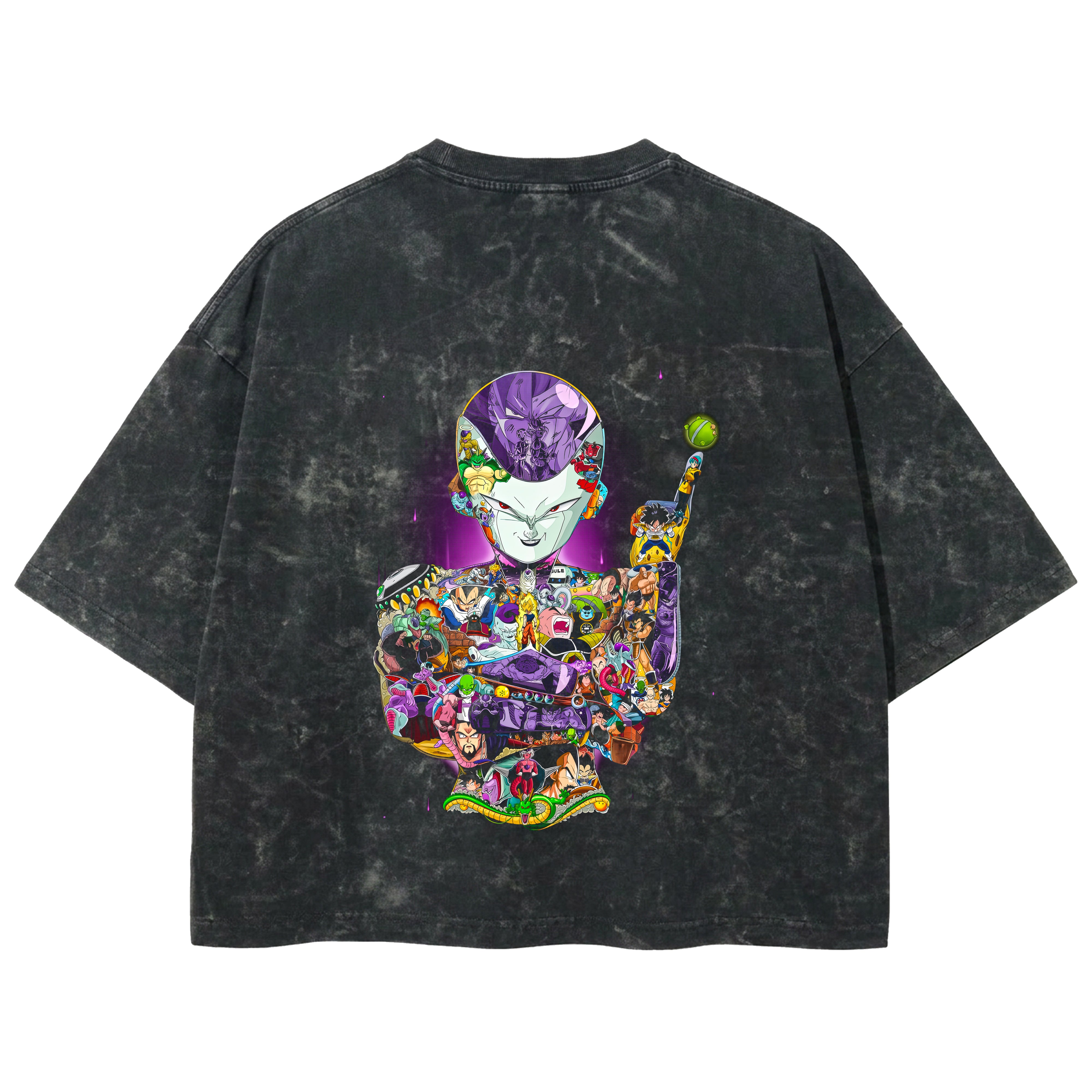 Playera streetwear premium de anime y gaming ExtraLife MX, corte boxy deluxe mineral wash heavyweight en color Acid Wash, moda urbana mexicana de culto.
