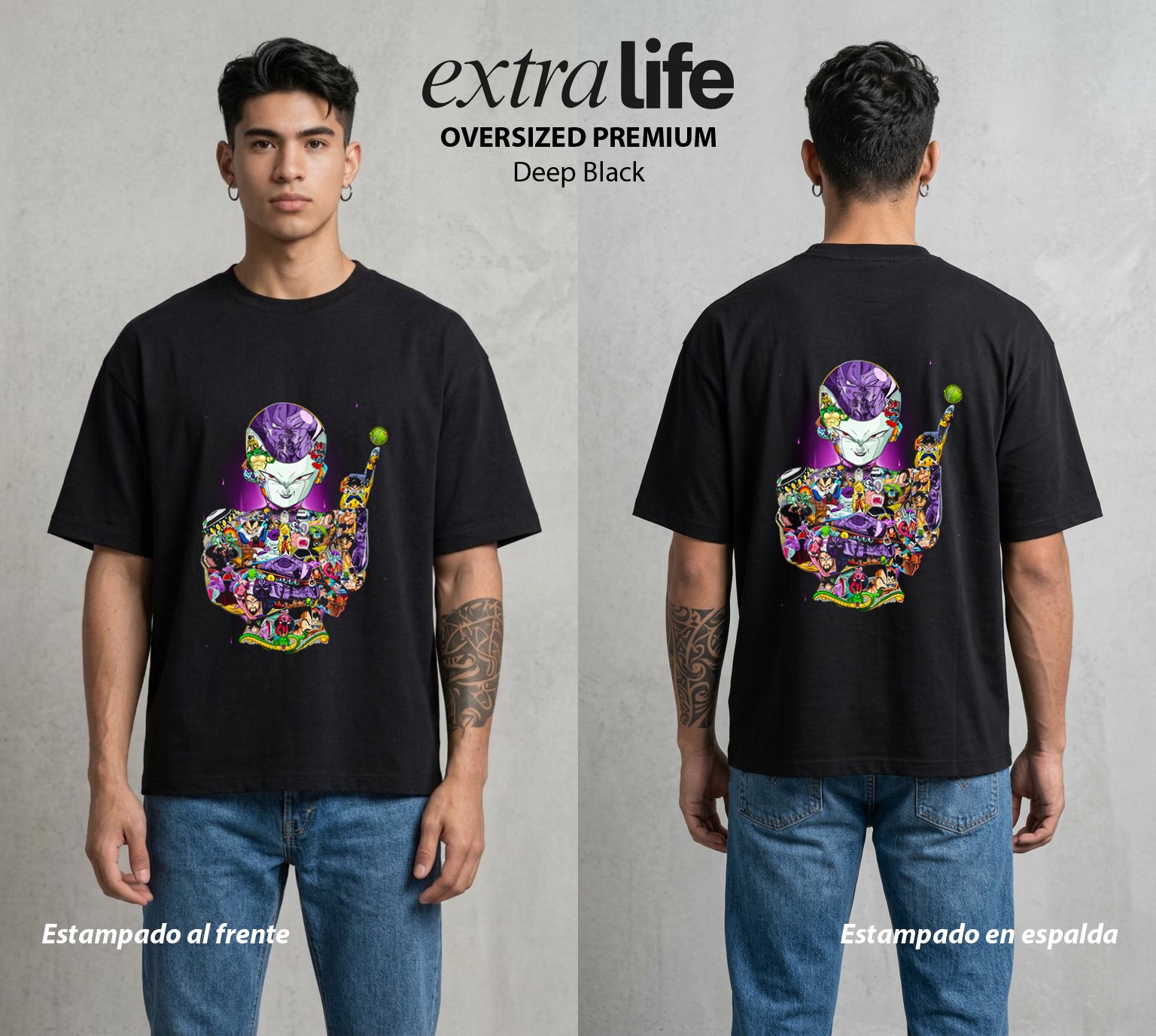 El Poder de las Esferas | El Origen del Poder #00638 - Playera Oversized Premium | Deep Black - Foto en modelo