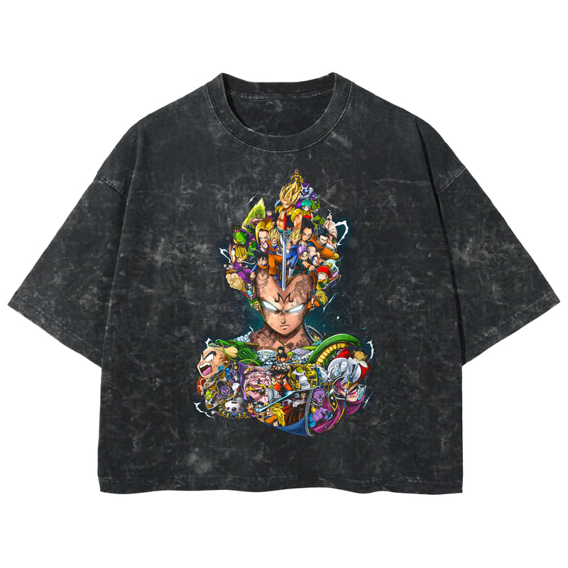 Playera streetwear premium de anime y gaming ExtraLife MX, corte boxy deluxe mineral wash heavyweight en color Acid Wash, moda urbana mexicana de culto.