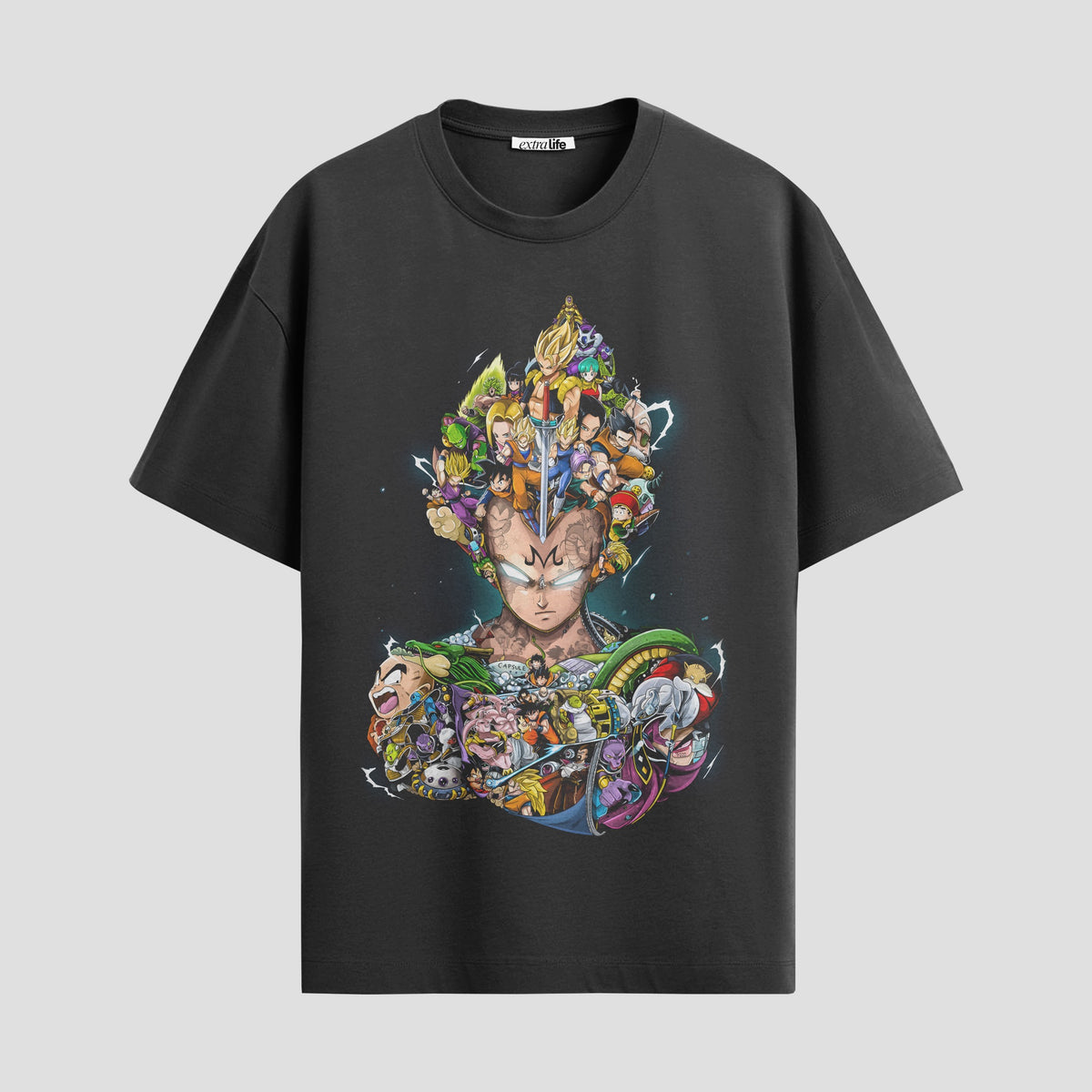 Playera urbana de anime y gaming ExtraLife MX, corte Classic Premium unisex ligero y transpirable en color Deep Black y Pure White, ropa de uso diario para gym y casual.