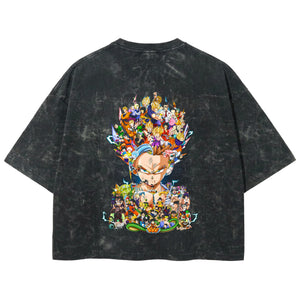 Playera streetwear premium de anime y gaming ExtraLife MX, corte boxy deluxe mineral wash heavyweight en color Acid Wash, moda urbana mexicana de culto.