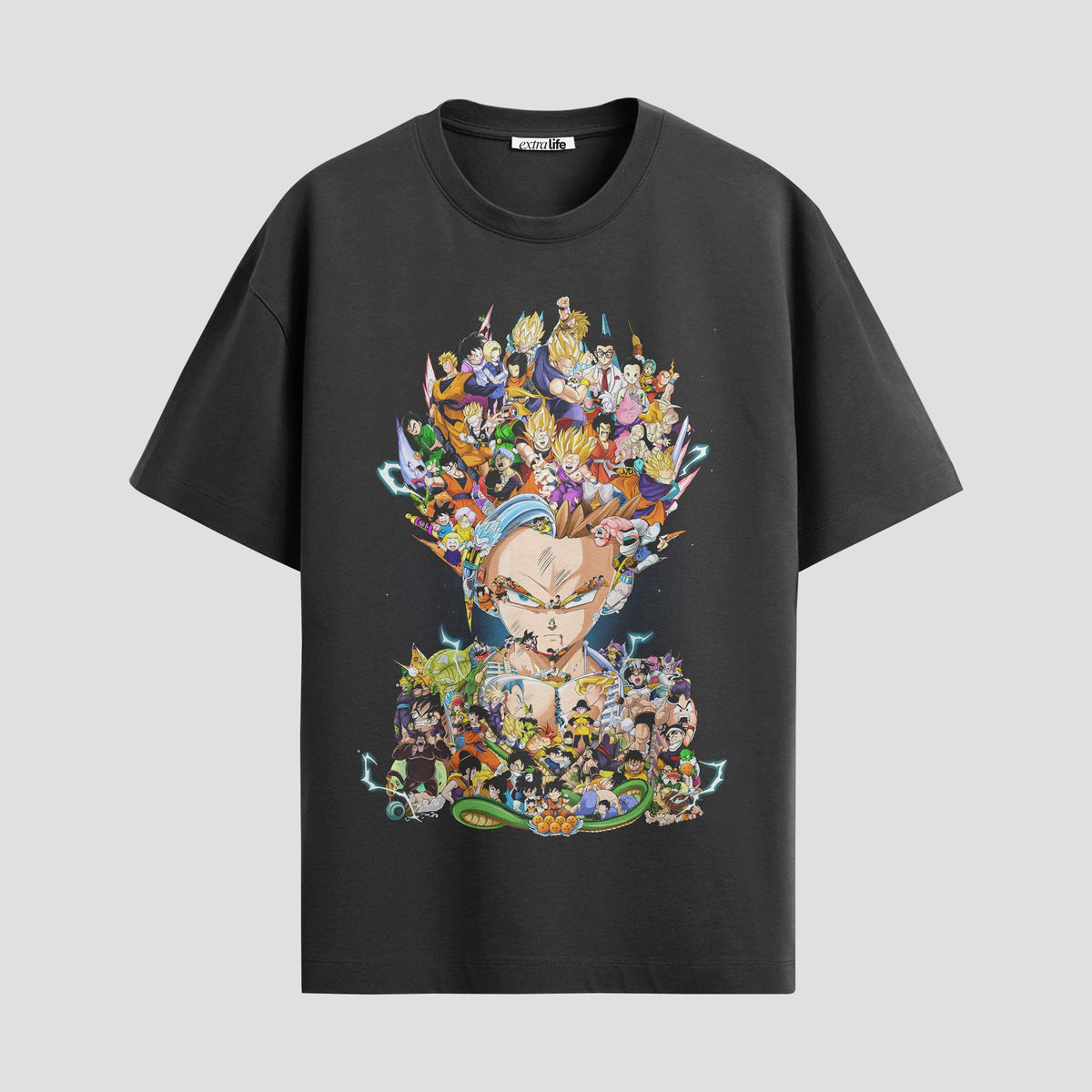 Playera urbana de anime y gaming ExtraLife MX, corte Classic Premium unisex ligero y transpirable en color Deep Black y Pure White, ropa de uso diario para gym y casual.