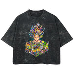 Playera streetwear premium de anime y gaming ExtraLife MX, corte boxy deluxe mineral wash heavyweight en color Acid Wash, moda urbana mexicana de culto.