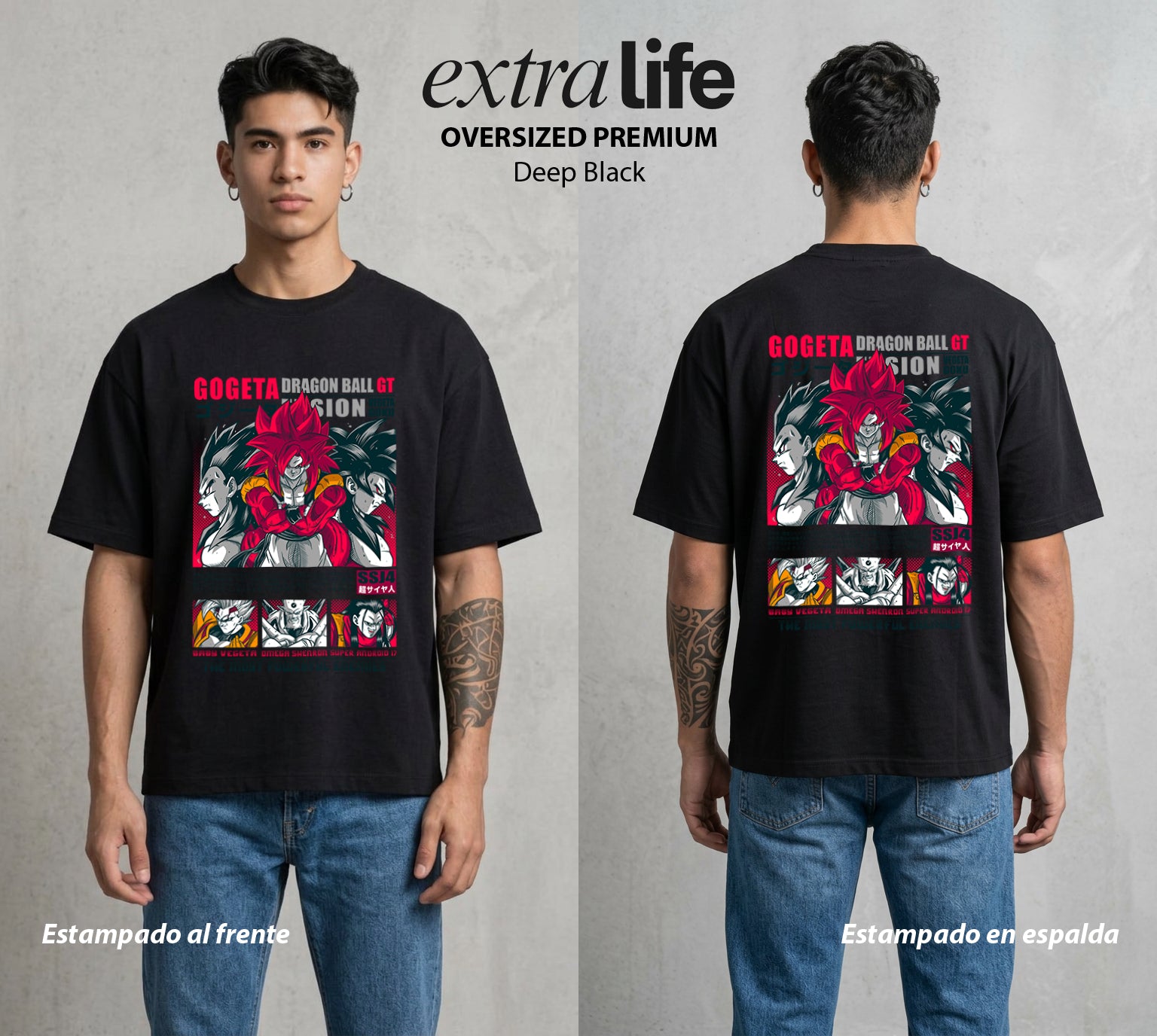 El Poder de las Esferas | El Tour Galactico #00644 - Playera Oversized Premium | Deep Black - Foto en modelo