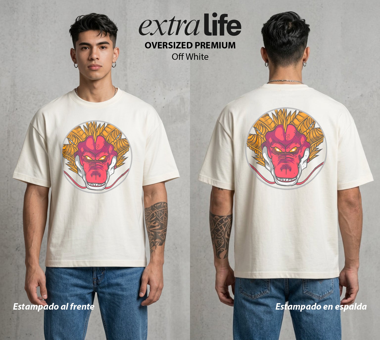 El Poder de las Esferas | La Aventura Final #00645 - Playera Oversized Premium | Off White - Foto en modelo