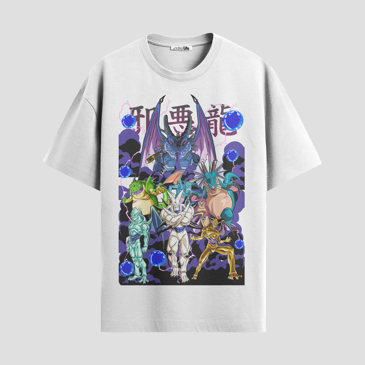 Playera urbana de anime y gaming ExtraLife MX, corte Classic Premium unisex ligero y transpirable en color Deep Black y Pure White, ropa de uso diario para gym y casual.