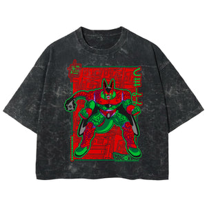 Playera streetwear premium de anime y gaming ExtraLife MX, corte boxy deluxe mineral wash heavyweight en color Acid Wash, moda urbana mexicana de culto.