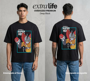 El Poder de las Esferas | Los Androides del Nuevo Mundo #00652 - Playera Oversized Premium | Deep Black - Foto en modelo