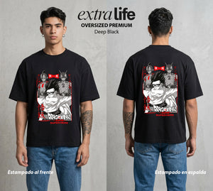 El Poder de las Esferas | El Hijo del Guerrero #00653 - Playera Oversized Premium | Deep Black - Foto en modelo