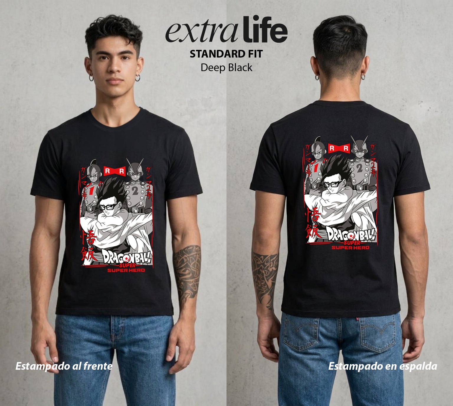 El Poder de las Esferas | El Hijo del Guerrero #00653 - Playera Standard Fit | Deep Black - Foto en modelo