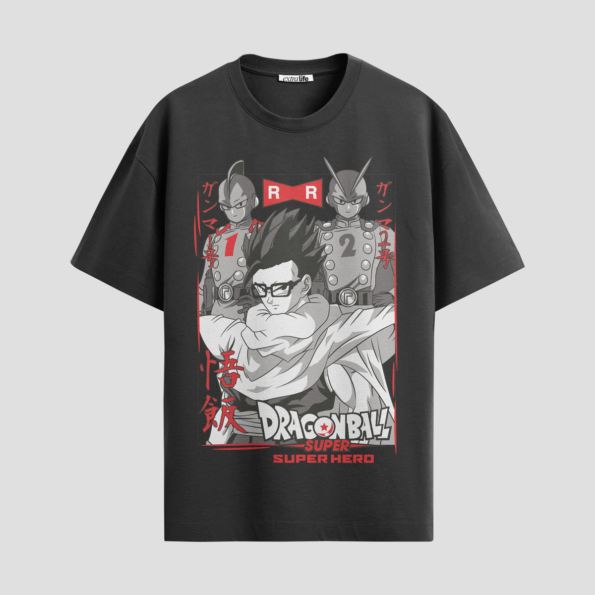 Playera urbana de anime y gaming ExtraLife MX, corte Classic Premium unisex ligero y transpirable en color Deep Black y Pure White, ropa de uso diario para gym y casual.
