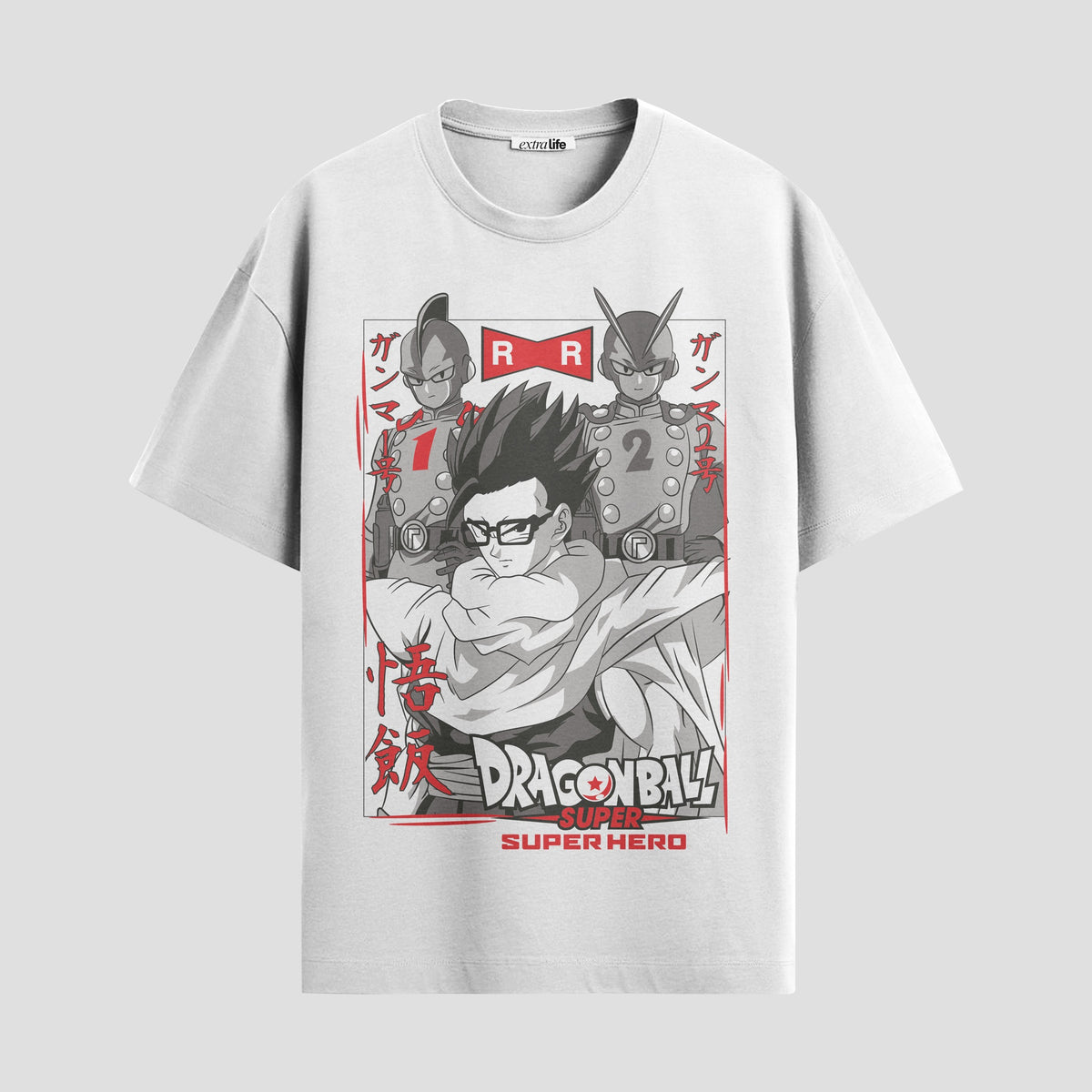 Playera urbana de anime y gaming ExtraLife MX, corte Classic Premium unisex ligero y transpirable en color Deep Black y Pure White, ropa de uso diario para gym y casual.