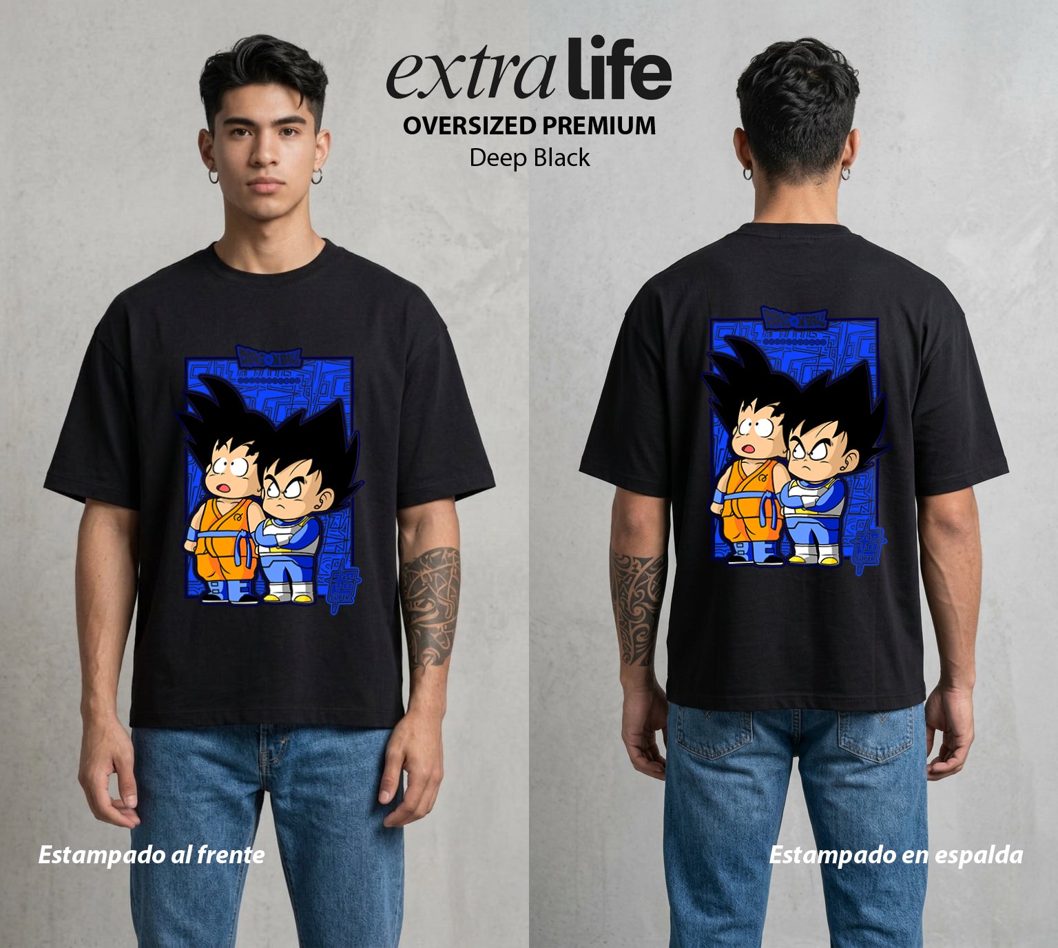 El Poder de las Esferas | El Principe Caido #00655 - Playera Oversized Premium | Deep Black - Foto en modelo
