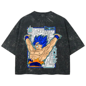 Playera streetwear premium de anime y gaming ExtraLife MX, corte boxy deluxe mineral wash heavyweight en color Acid Wash, moda urbana mexicana de culto.