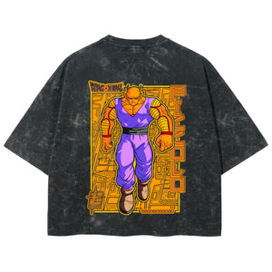 Playera streetwear premium de anime y gaming ExtraLife MX, corte boxy deluxe mineral wash heavyweight en color Acid Wash, moda urbana mexicana de culto.