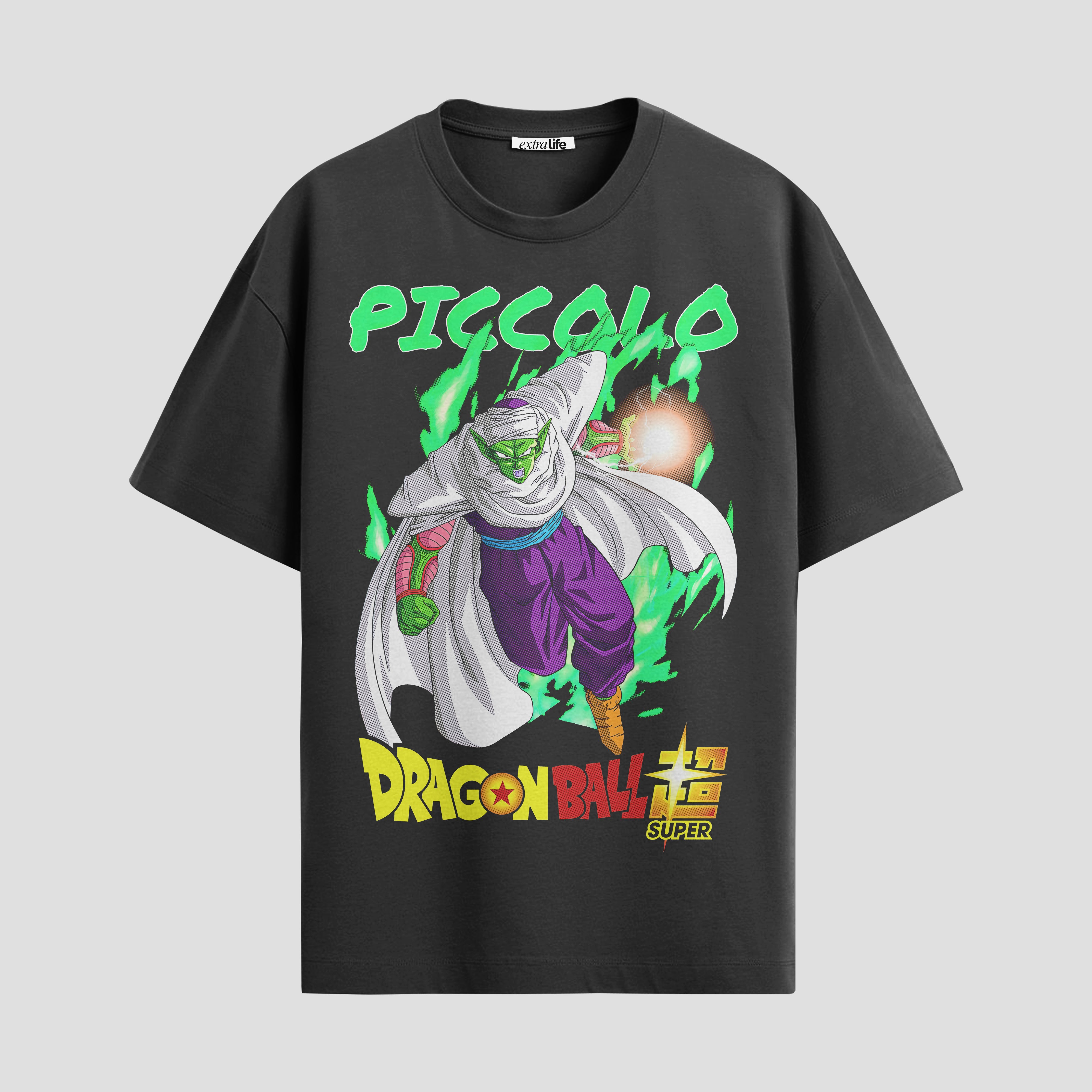Playera urbana de anime y gaming ExtraLife MX, corte Standard Fit unisex ligero y transpirable en color Deep Black y Pure White, ropa de uso diario para gym y casual.