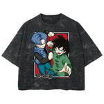 Playera streetwear premium de anime y gaming ExtraLife MX, corte boxy deluxe mineral wash heavyweight en color Acid Wash, moda urbana mexicana de culto.