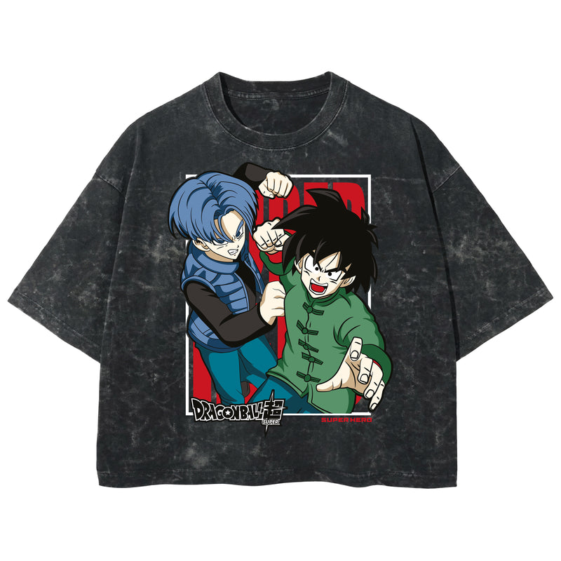 Playera streetwear premium de anime y gaming ExtraLife MX, corte boxy deluxe mineral wash heavyweight en color Acid Wash, moda urbana mexicana de culto.