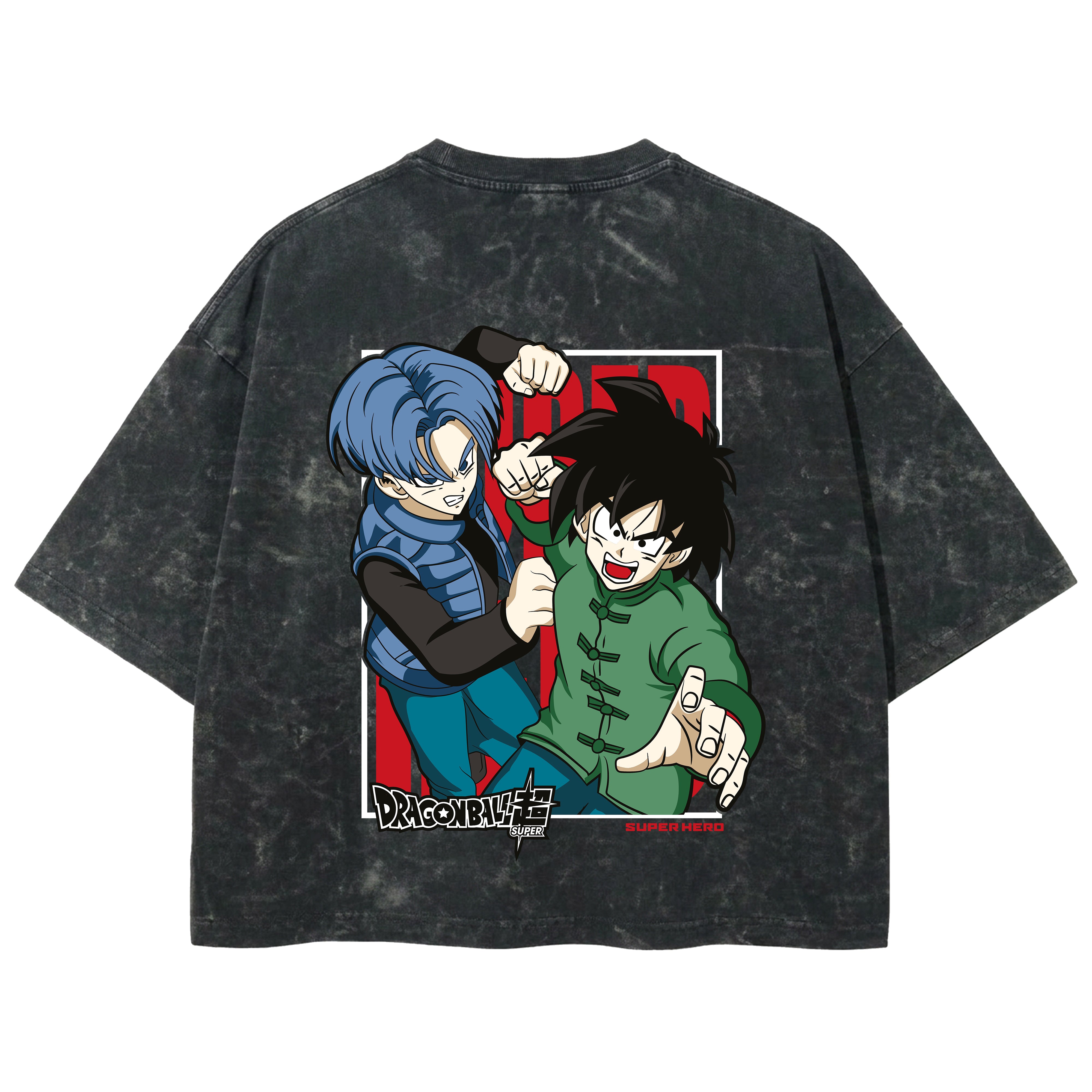 Playera streetwear premium de anime y gaming ExtraLife MX, corte boxy deluxe mineral wash heavyweight en color Acid Wash, moda urbana mexicana de culto.