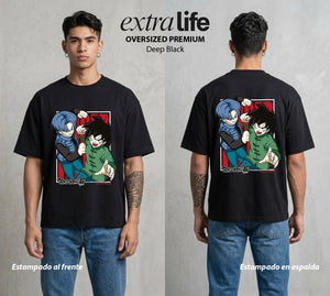 El Poder de las Esferas | El Mini Guerrero #00659 - Playera Oversized Premium | Deep Black - Foto en modelo