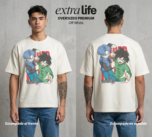 El Poder de las Esferas | El Mini Guerrero #00659 - Playera Oversized Premium | Off White - Foto en modelo
