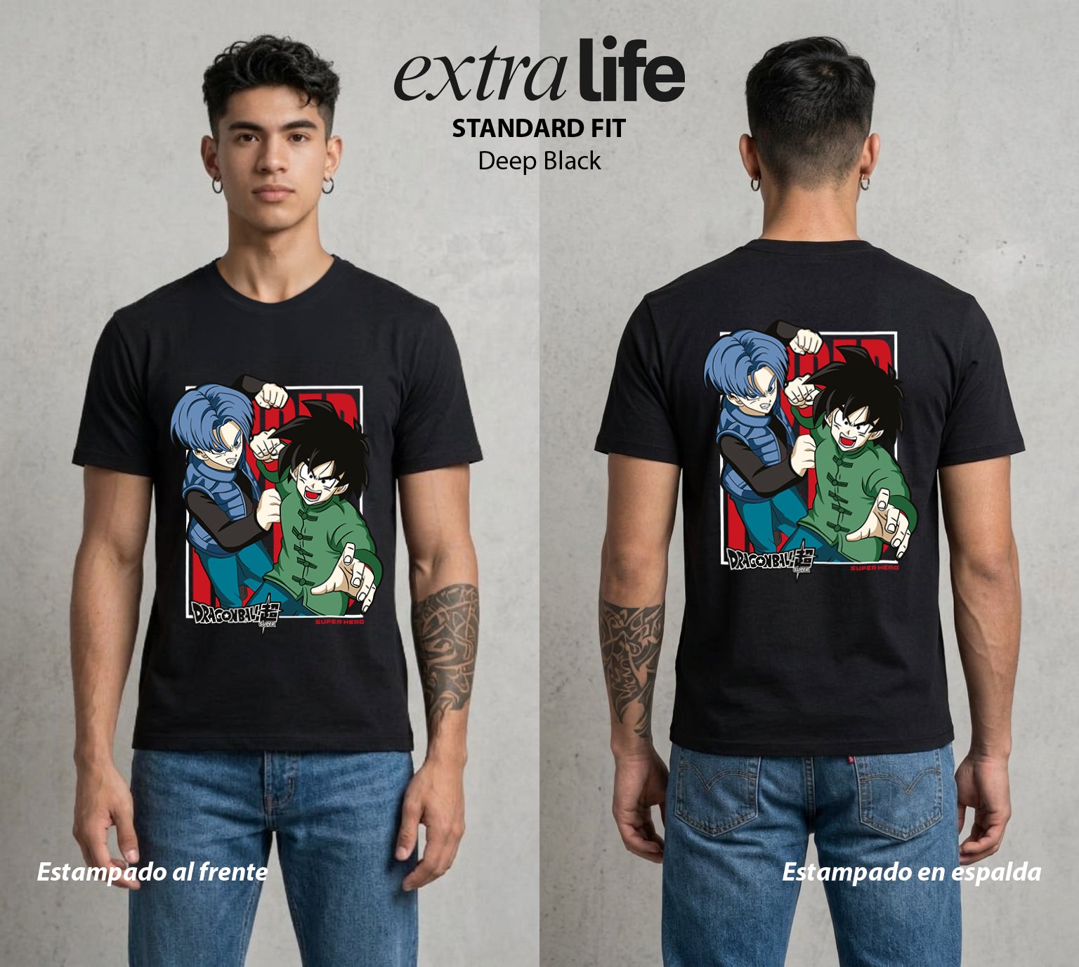 El Poder de las Esferas | El Mini Guerrero #00659 - Playera Standard Fit | Deep Black - Foto en modelo