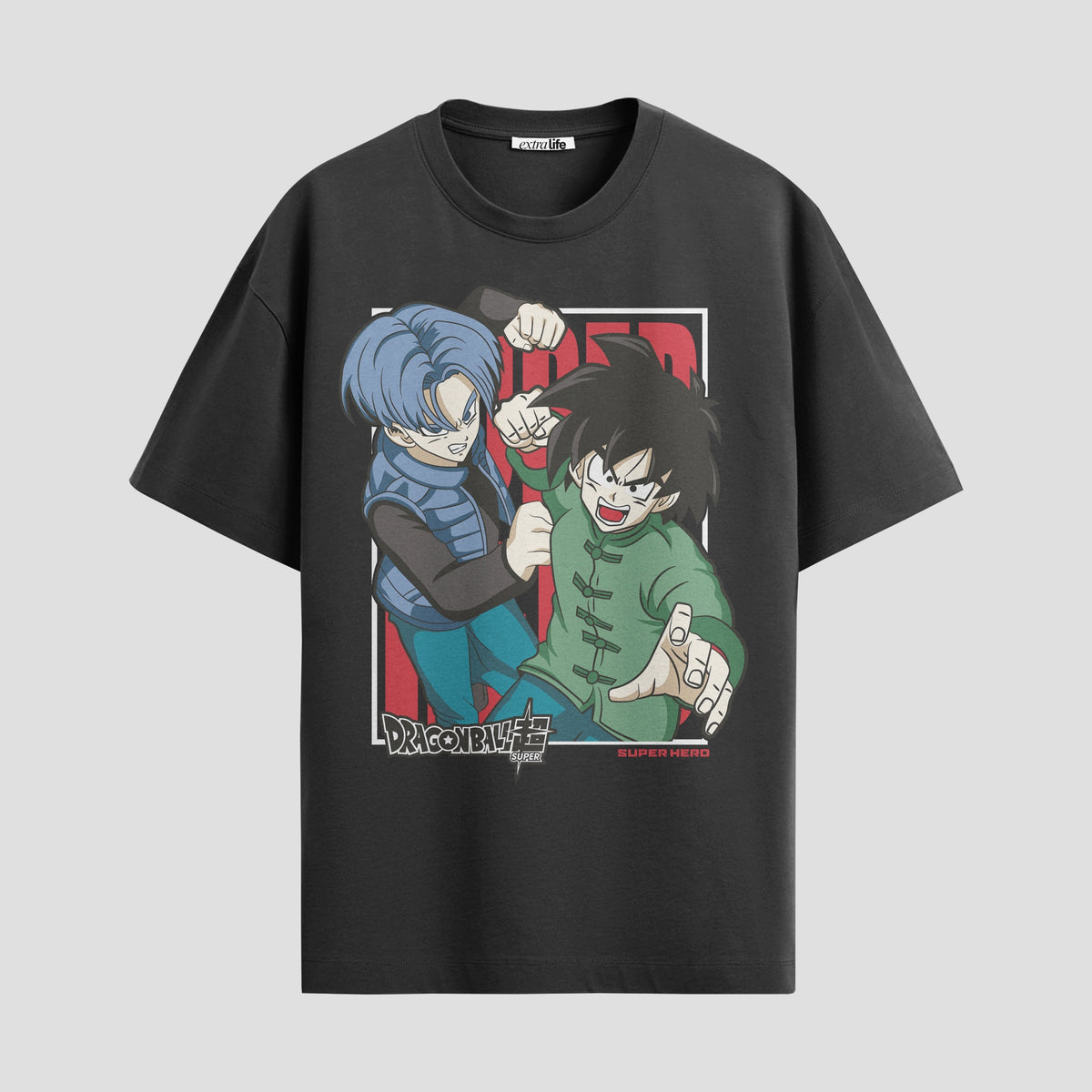 Playera urbana de anime y gaming ExtraLife MX, corte Classic Premium unisex ligero y transpirable en color Deep Black y Pure White, ropa de uso diario para gym y casual.