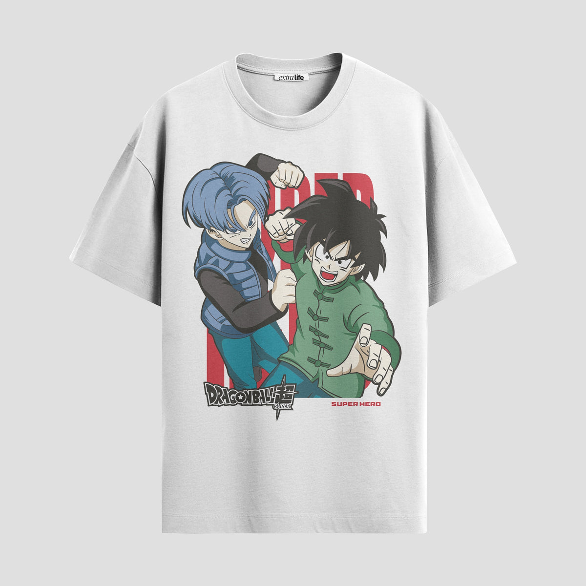 Playera urbana de anime y gaming ExtraLife MX, corte Classic Premium unisex ligero y transpirable en color Deep Black y Pure White, ropa de uso diario para gym y casual.