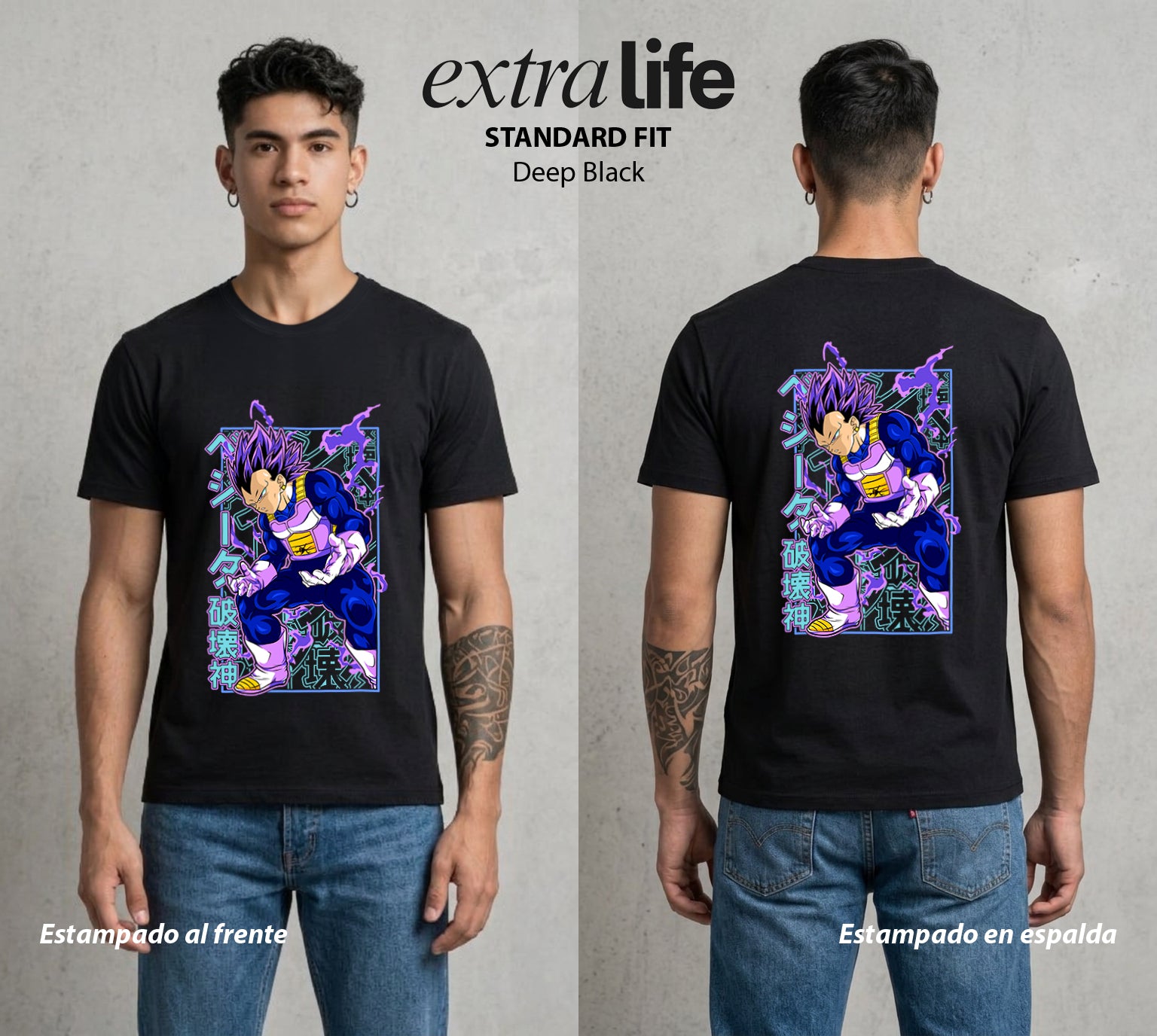 El Poder de las Esferas | El Principe Caido #00660 - Playera Standard Fit | Deep Black - Foto en modelo