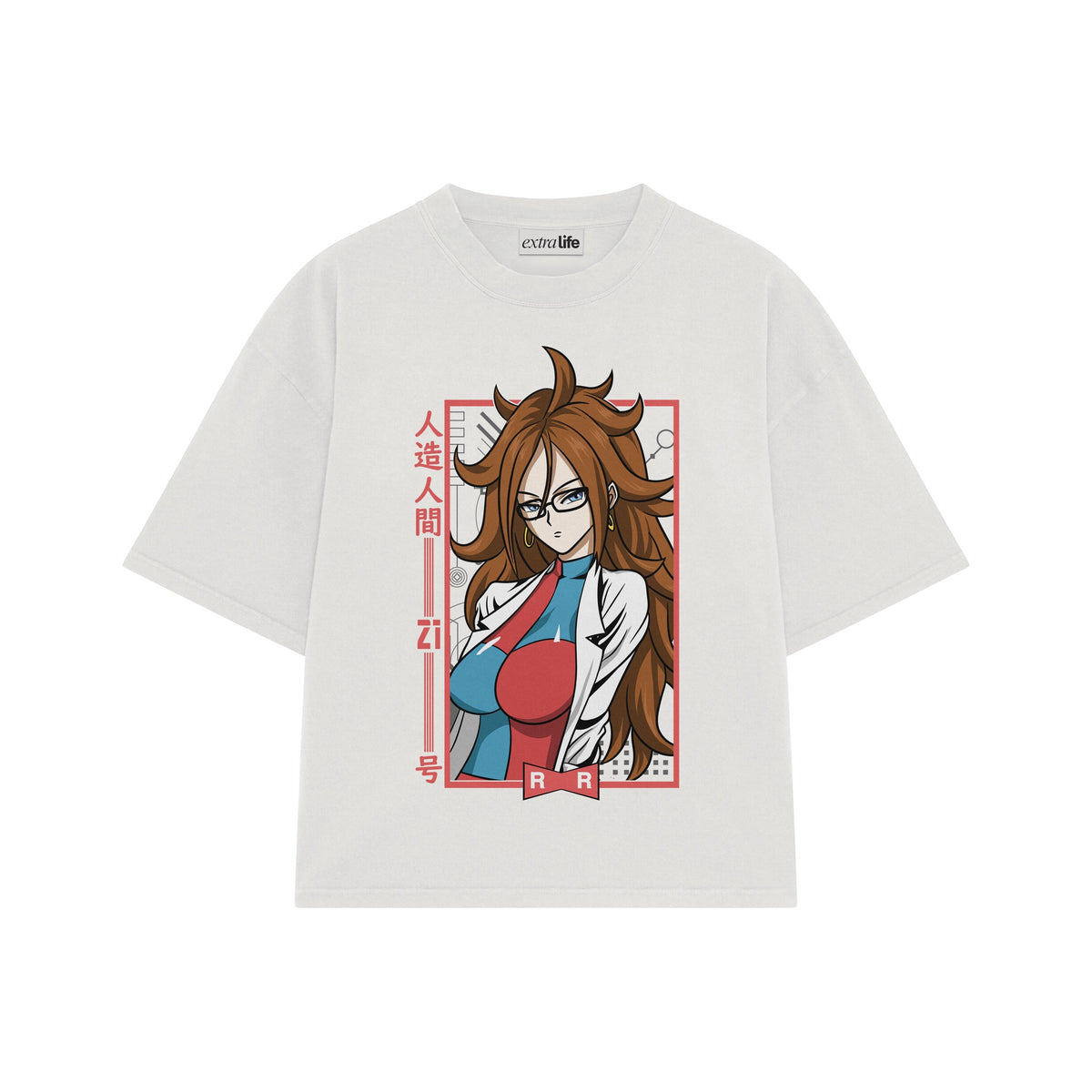 Playera streetwear premium de anime y gaming ExtraLife MX, corte oversized drop shoulder ligero y fresco en color Deep Black y Off-White, moda urbana mexicana de culto.