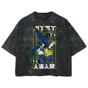 Playera streetwear premium de anime y gaming ExtraLife MX, corte boxy deluxe mineral wash heavyweight en color Acid Wash, moda urbana mexicana de culto.