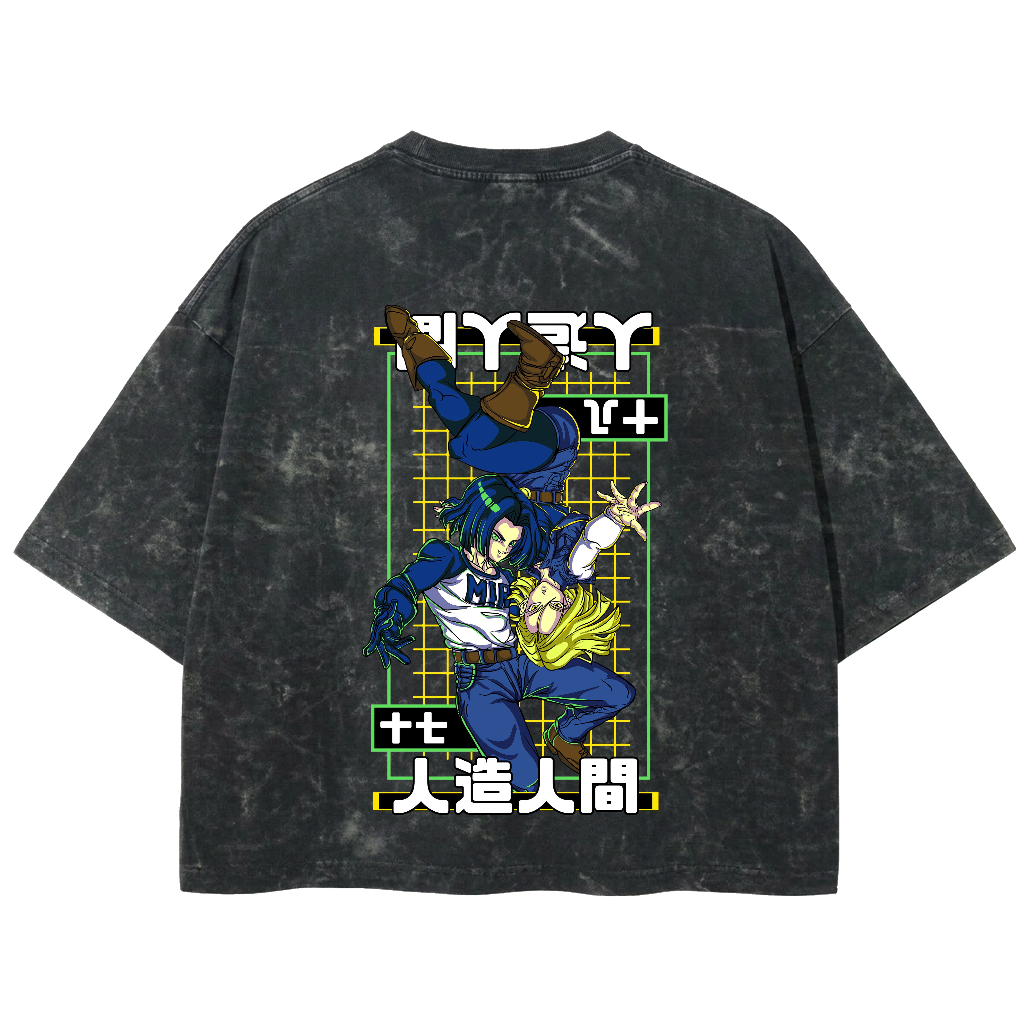 Playera streetwear premium de anime y gaming ExtraLife MX, corte boxy deluxe mineral wash heavyweight en color Acid Wash, moda urbana mexicana de culto.
