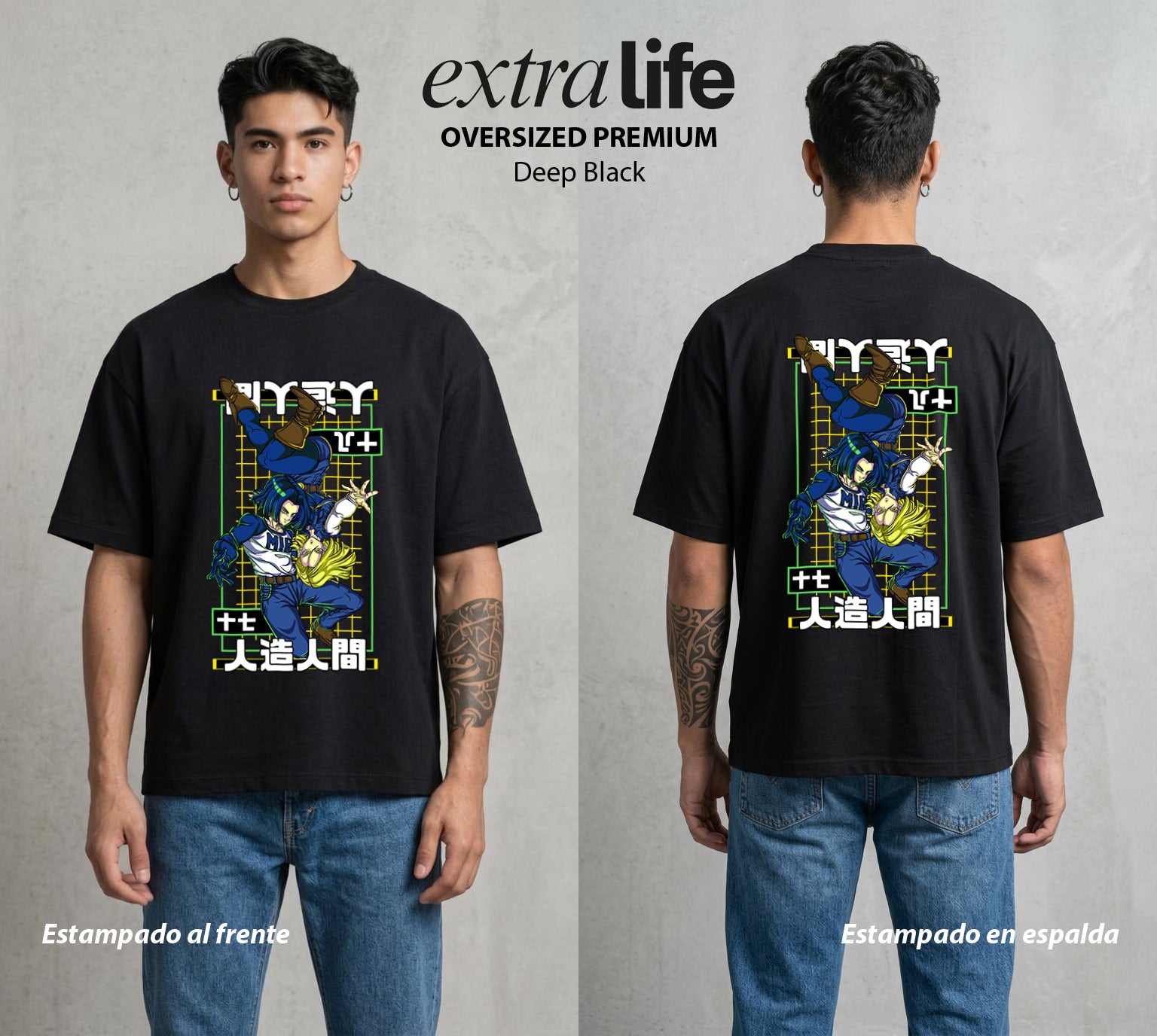 El Poder de las Esferas | Los Androides del Destino #00664 - Playera Oversized Premium | Deep Black - Foto en modelo