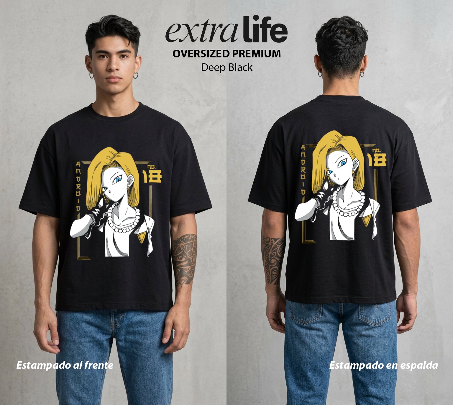El Poder de las Esferas | La Maquina del Poder #00665 - Playera Oversized Premium | Deep Black - Foto en modelo