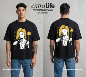 El Poder de las Esferas | La Maquina del Poder #00665 - Playera Oversized Premium | Deep Black - Foto en modelo