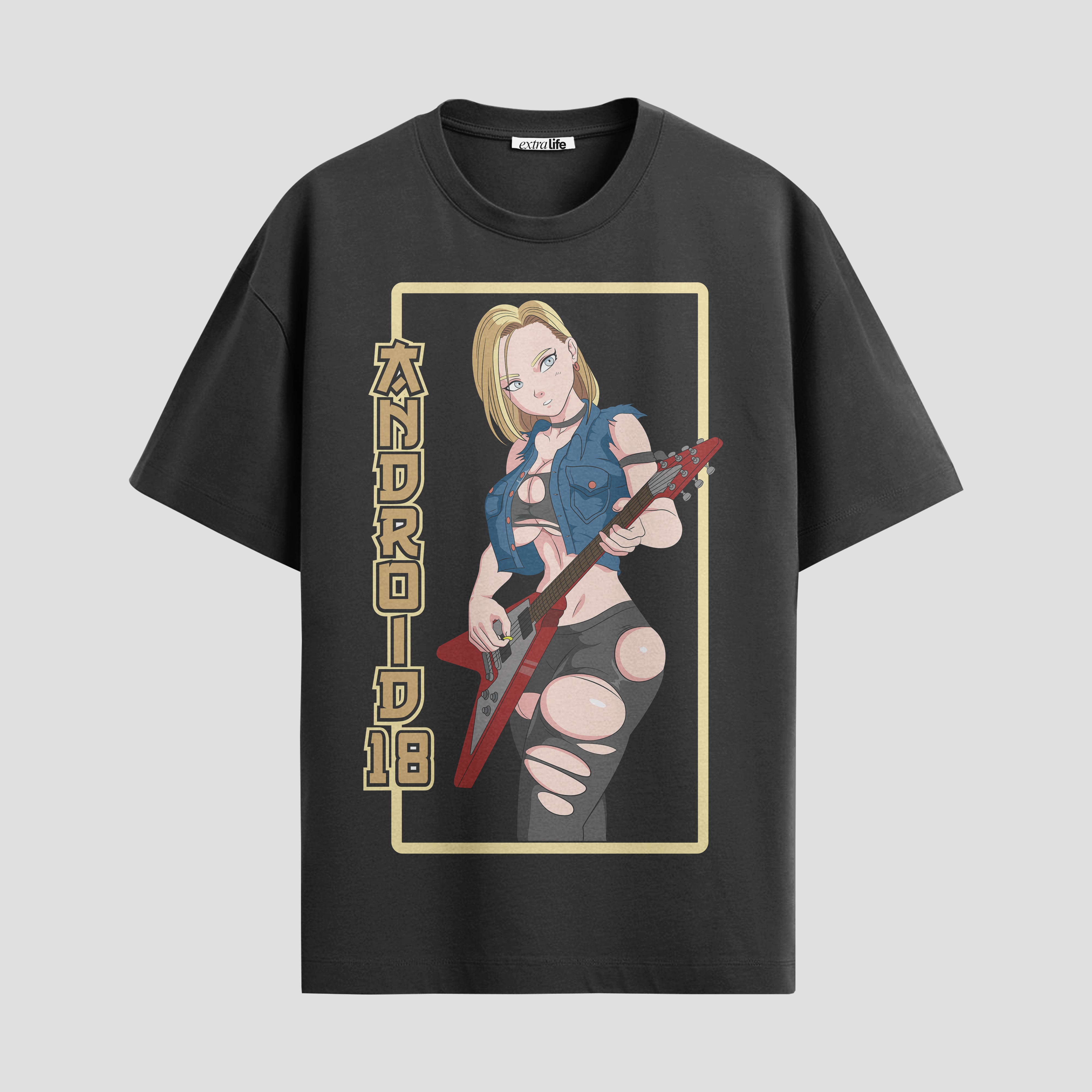 Playera urbana de anime y gaming ExtraLife MX, corte Standard Fit unisex ligero y transpirable en color Deep Black y Pure White, ropa de uso diario para gym y casual.