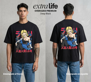El Poder de las Esferas | El Corazon de Acero #00669 - Playera Oversized Premium | Deep Black - Foto en modelo